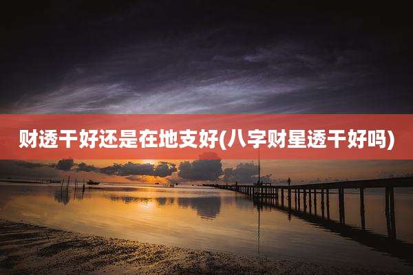 财透干好还是在地支好(八字财星透干好吗)