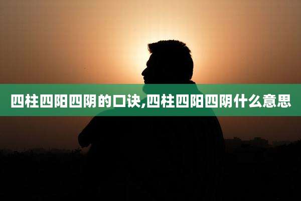 四柱四阳四阴的口诀,四柱四阳四阴什么意思