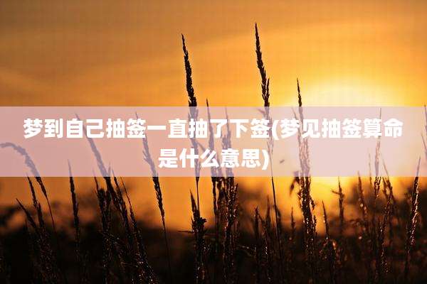 梦到自己抽签一直抽了下签(梦见抽签算命是什么意思)