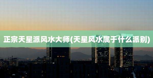 正宗天星派风水大师(天星风水属于什么派别)