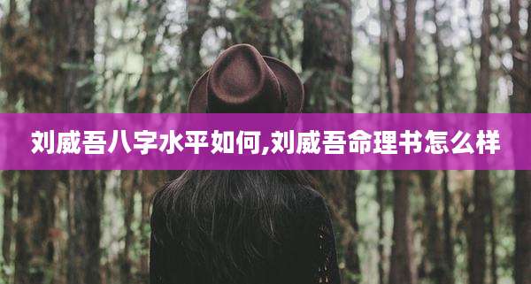 刘威吾八字水平如何,刘威吾命理书怎么样