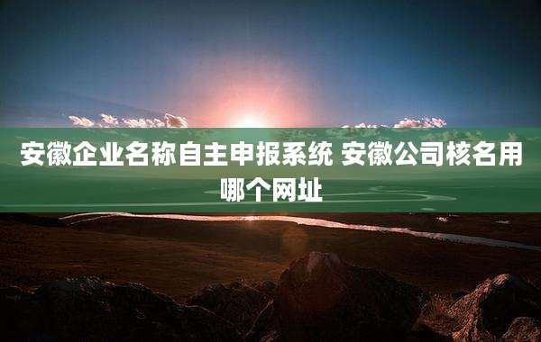 安徽企业名称自主申报系统 安徽公司核名用哪个网址