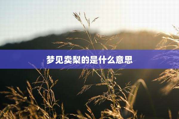 梦见卖梨的是什么意思