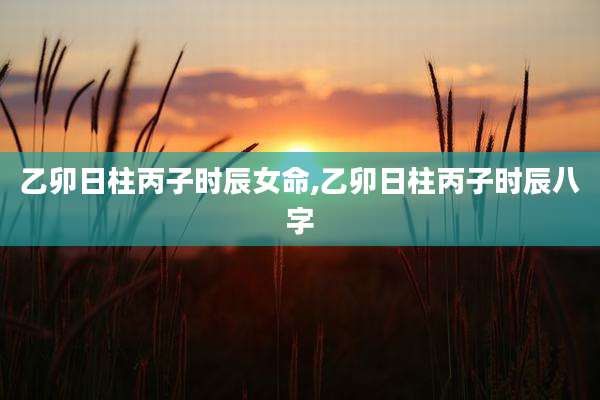 乙卯日柱丙子时辰女命,乙卯日柱丙子时辰八字