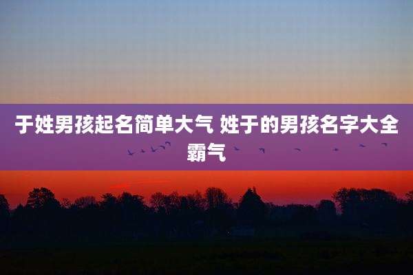 于姓男孩起名简单大气 姓于的男孩名字大全霸气
