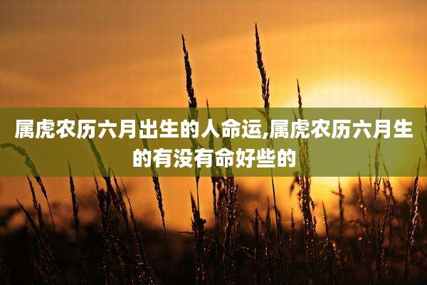 属虎农历六月出生的人命运,属虎农历六月生的有没有命好些的
