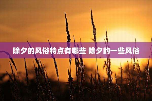 除夕的风俗特点有哪些 除夕的一些风俗