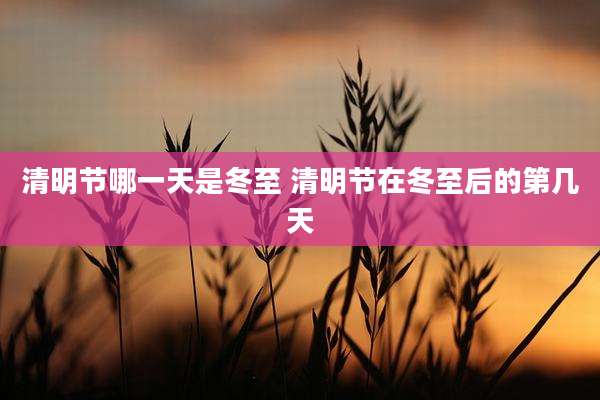 清明节哪一天是冬至 清明节在冬至后的第几天