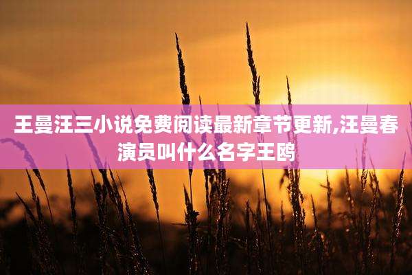 王曼汪三小说免费阅读最新章节更新,汪曼春演员叫什么名字王鸥