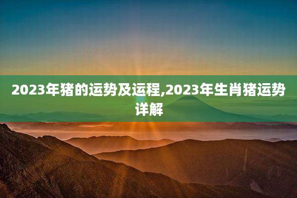 2023年猪的运势及运程,2023年生肖猪运势详解