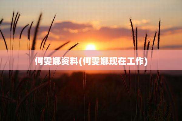 何雯娜资料(何雯娜现在工作)