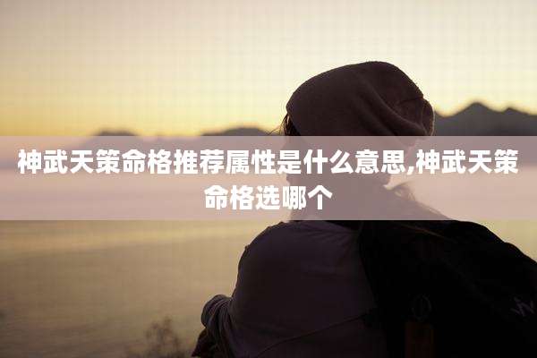 神武天策命格推荐属性是什么意思,神武天策命格选哪个