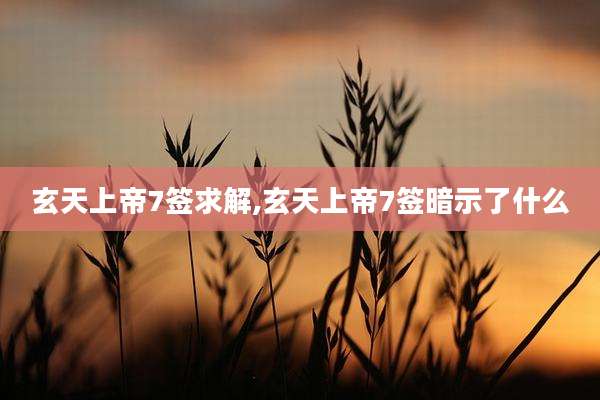 玄天上帝7签求解,玄天上帝7签暗示了什么
