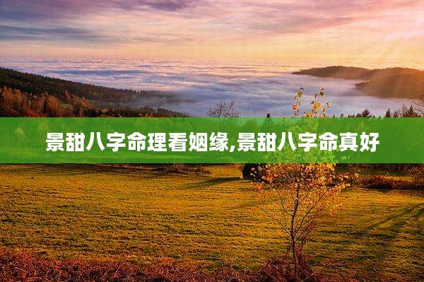 景甜八字命理看姻缘,景甜八字命真好