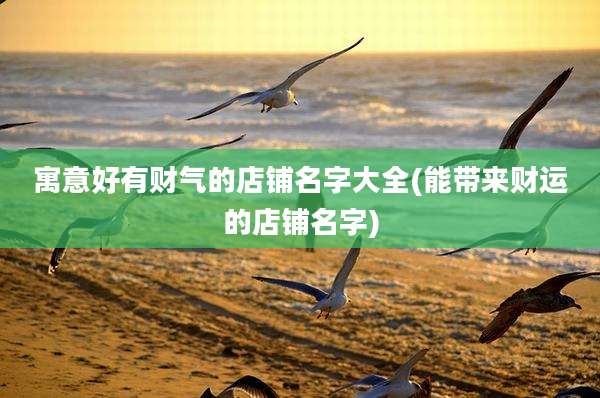 寓意好有财气的店铺名字大全(能带来财运的店铺名字)