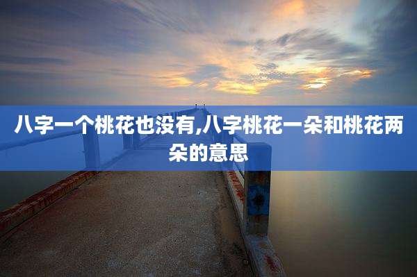 八字一个桃花也没有,八字桃花一朵和桃花两朵的意思