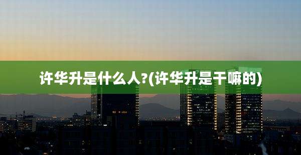 许华升是什么人?(许华升是干嘛的)