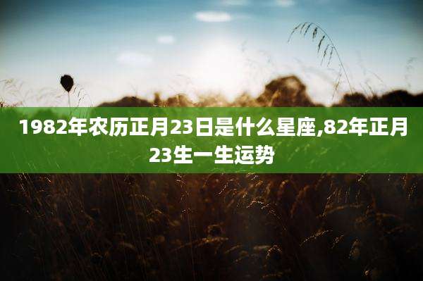 1982年农历正月23日是什么星座,82年正月23生一生运势