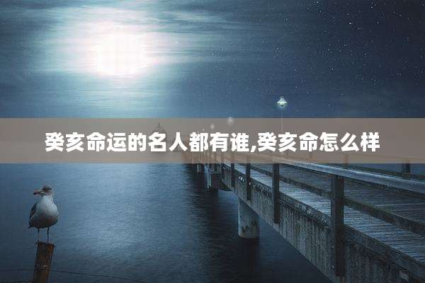 癸亥命运的名人都有谁,癸亥命怎么样