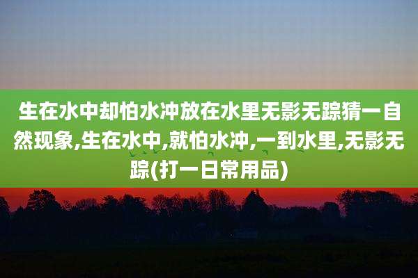 生在水中却怕水冲放在水里无影无踪猜一自然现象,生在水中,就怕水冲,一到水里,无影无踪(打一日常用品)