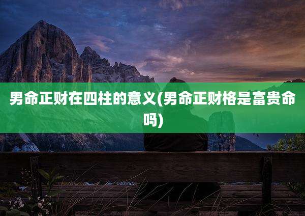 男命正财在四柱的意义(男命正财格是富贵命吗)