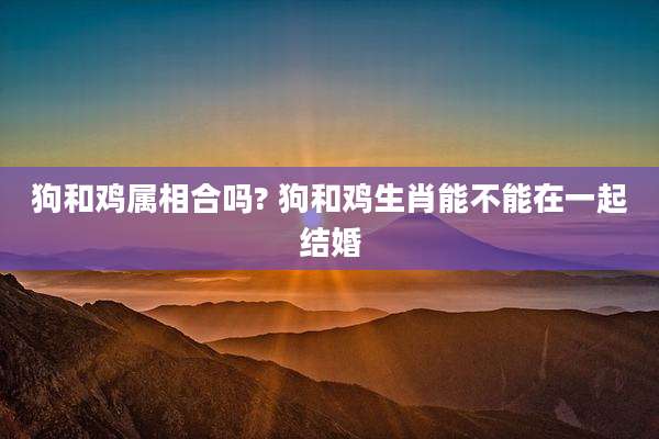 狗和鸡属相合吗? 狗和鸡生肖能不能在一起结婚