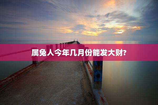 属兔人今年几月份能发大财?