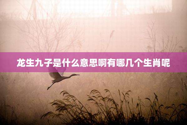 龙生九子是什么意思啊有哪几个生肖呢