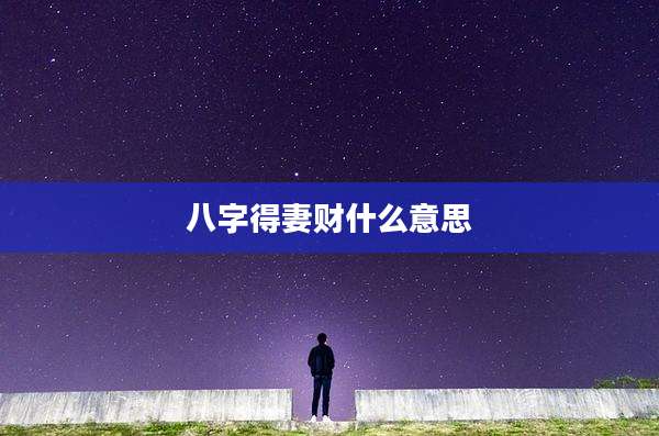 八字得妻财什么意思