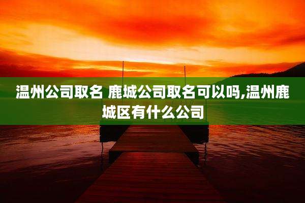 温州公司取名 鹿城公司取名可以吗,温州鹿城区有什么公司