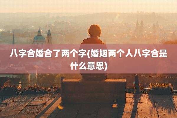 八字合婚合了两个字(婚姻两个人八字合是什么意思)