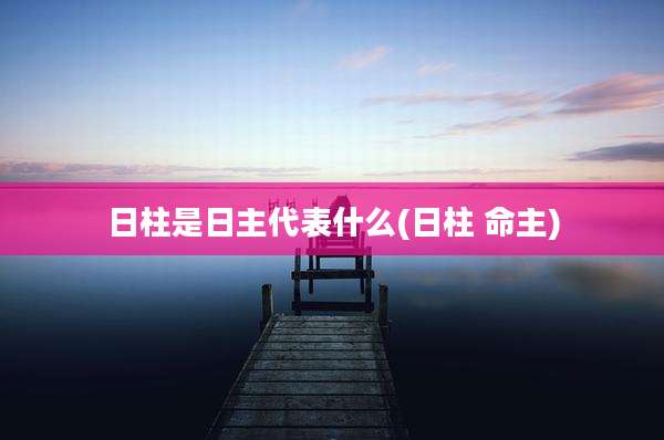 日柱是日主代表什么(日柱 命主)