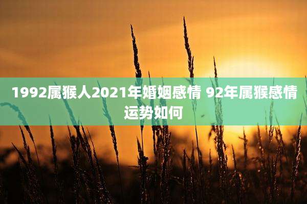 1992属猴人2021年婚姻感情 92年属猴感情运势如何