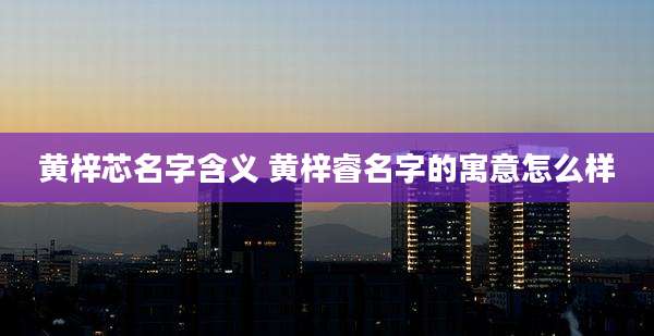 黄梓芯名字含义 黄梓睿名字的寓意怎么样