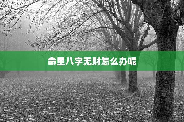 命里八字无财怎么办呢