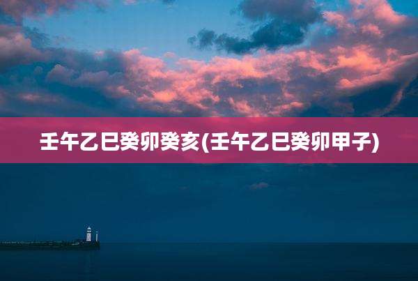 壬午乙巳癸卯癸亥(壬午乙巳癸卯甲子)