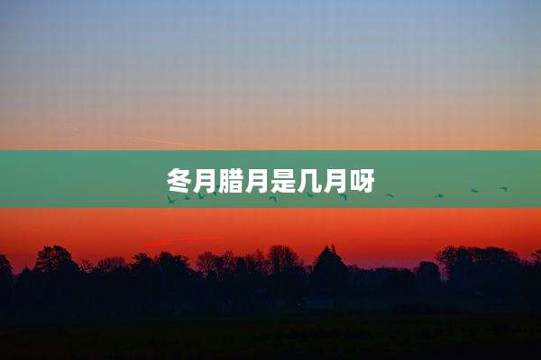 冬月腊月是几月呀