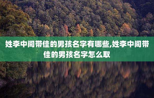 姓李中间带佳的男孩名字有哪些,姓李中间带佳的男孩名字怎么取