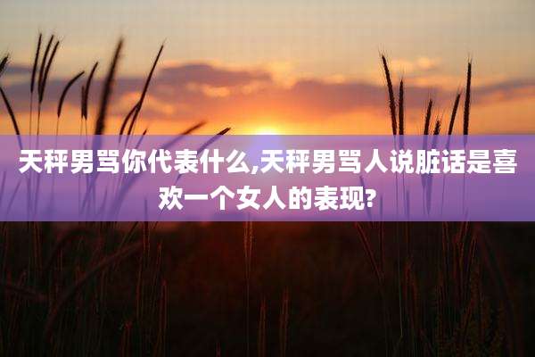 天秤男骂你代表什么,天秤男骂人说脏话是喜欢一个女人的表现?