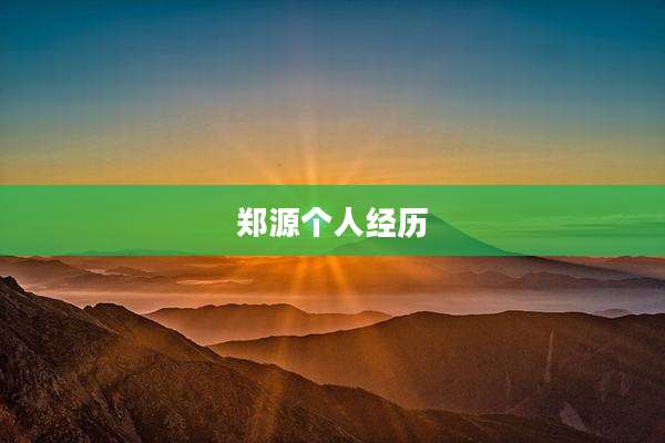 郑源个人经历