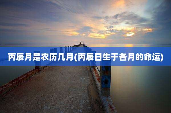 丙辰月是农历几月(丙辰日生于各月的命运)
