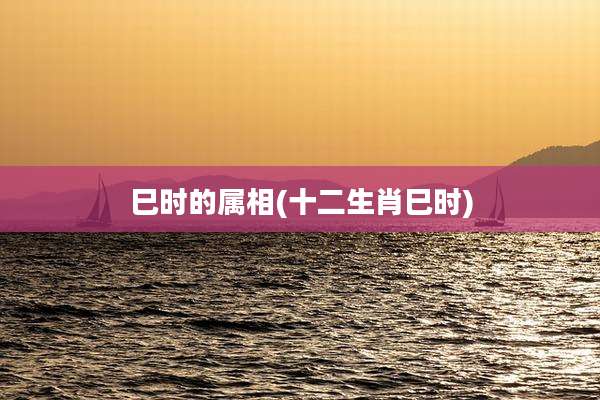 巳时的属相(十二生肖巳时)