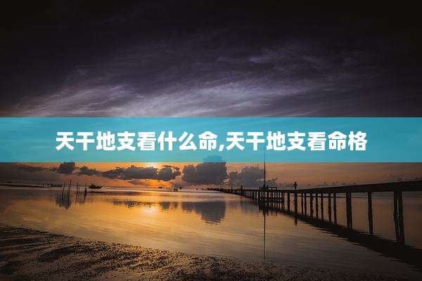 天干地支看什么命,天干地支看命格