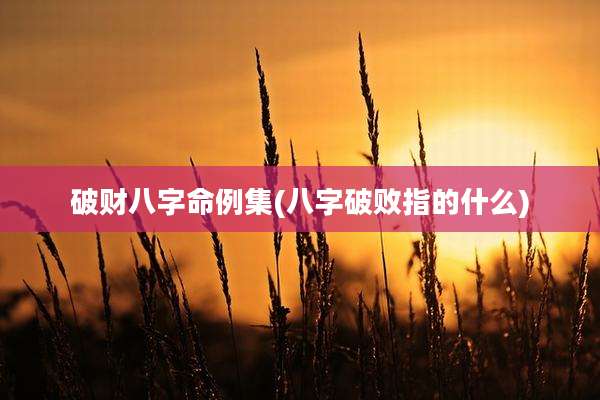 破财八字命例集(八字破败指的什么)
