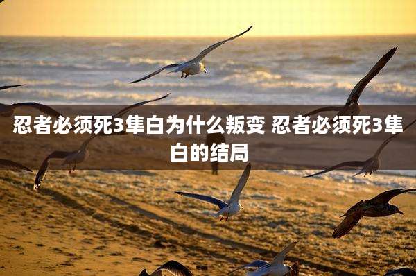 忍者必须死3隼白为什么叛变 忍者必须死3隼白的结局