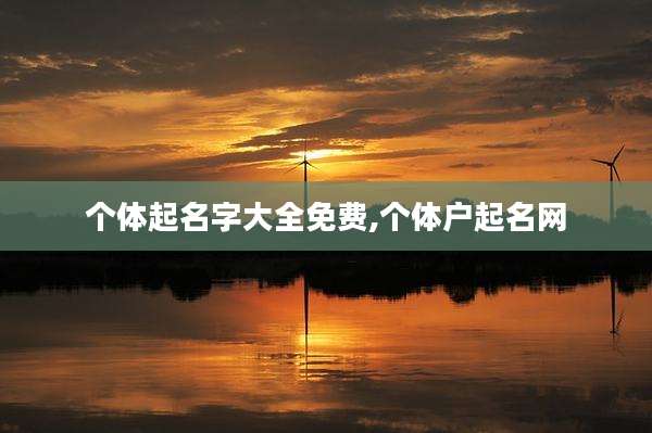 个体起名字大全免费,个体户起名网