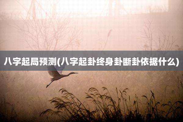 八字起局预测(八字起卦终身卦断卦依据什么)