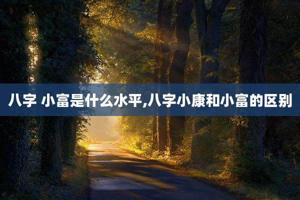 八字 小富是什么水平,八字小康和小富的区别