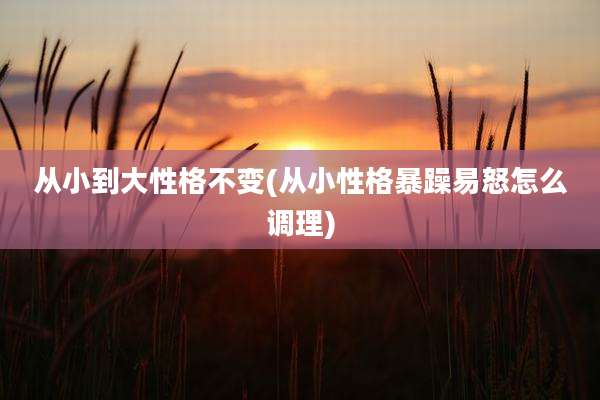 从小到大性格不变(从小性格暴躁易怒怎么调理)