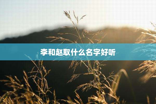 李和赵取什么名字好听